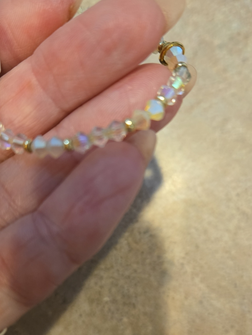 Little Words Project "BRIDE" Crystal Bead Golden Accent Stretch Bracelet - Picture 5 of 6